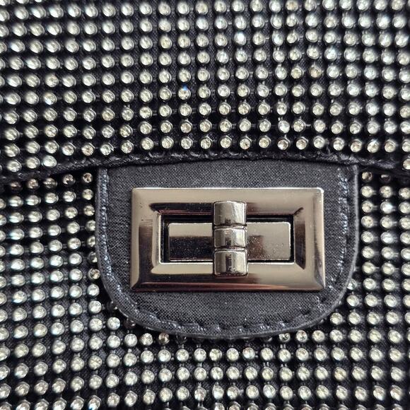 NEW Rhinestone Embellished Single Flap Twist Toggle MINI Bag 8x6x3 inches - Picture 5 of 9